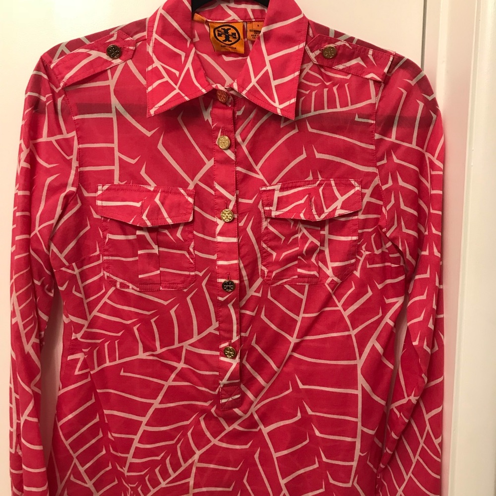 Hot Pink Tory Burch Tunic with Gold Buttons